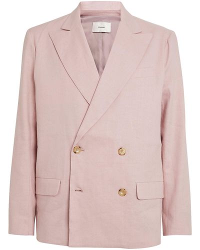 Commas Linen-blend Double-breasted Jacket - Pink