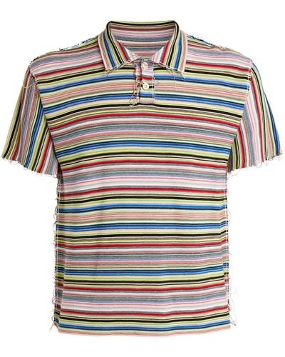 Maison Margiela Cotton Frayed-hem Polo Shirt - Multicolour