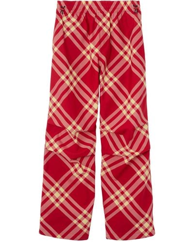 Burberry Check Cargo Trousers - Red