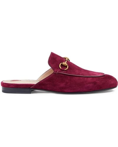 Gucci Suede Princetown Slippers - Red