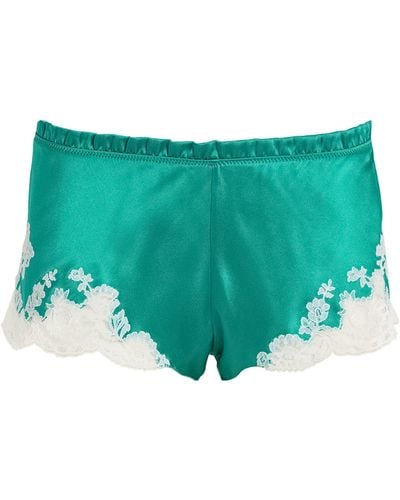 Carine Gilson Silk Lace-detail Floaty Shorts - Green