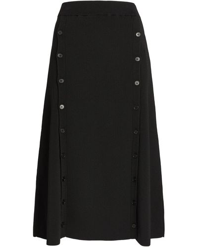 Yves Salomon Knit Midi Skirt - Black