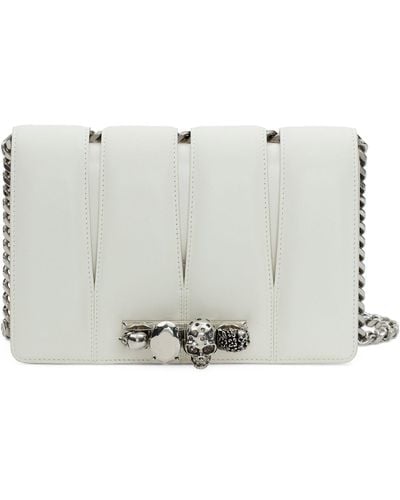 Alexander McQueen Leather Slash Clutch Bag - White