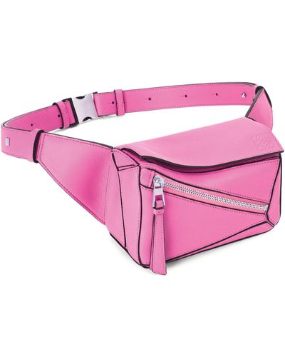 Loewe Mini Leather Puzzle Belt Bag - Pink