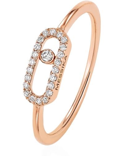 Messika Pink Gold And Diamond Move Uno Ring - White