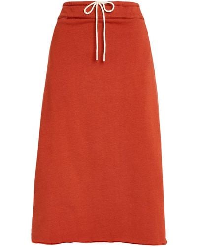 Jil Sander Cotton Midi Skirt - Red