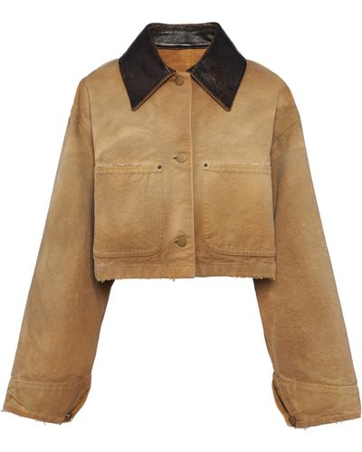 Prada Canvas Leather-trim Jacket - Brown