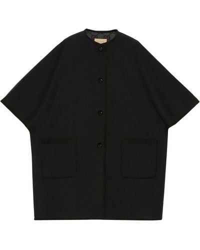Gucci Reversible Velvet-trimmed Printed Wool And Silk-blend Coat - Black