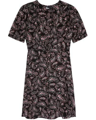 The Kooples Silk Paisley Mini Dress - Black