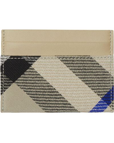 Burberry Leather Check Card Holder - Natural