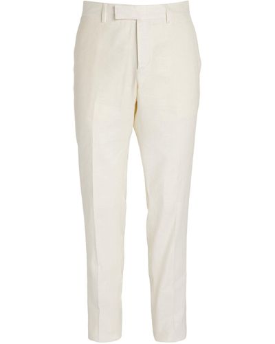 Lardini Linen-blend Flat-front Pants - White