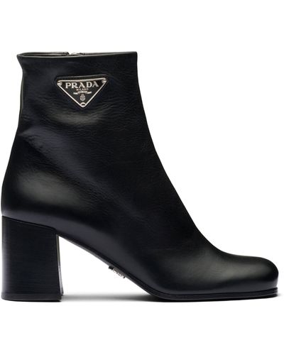 Prada Leather Ankle Boots 65 - Black