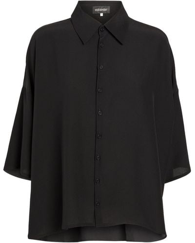Eskandar Silk A-line Shirt - Black
