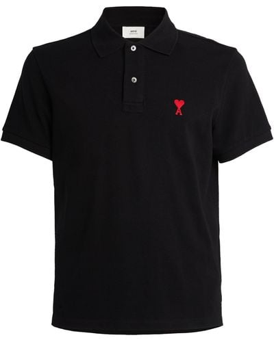 Ami Paris Cotton Logo Polo Shirt - Black