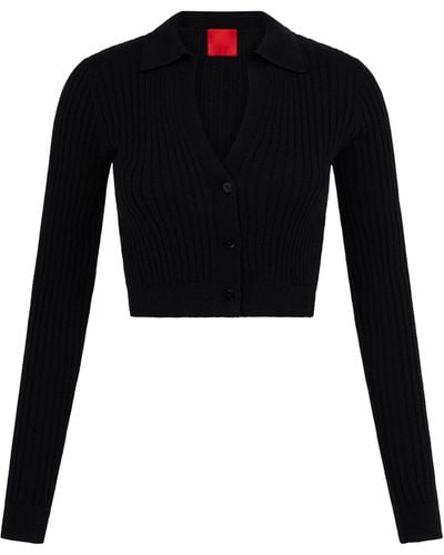 Cashmere In Love Wool-cashmere Cropped Callen Cardigan - Black