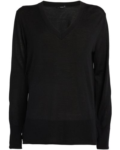 JOSEPH Merino-silk V-neck Sweater - Black