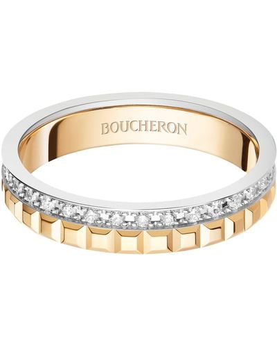 Boucheron Yellow Gold, White Gold And Diamond Quatre Wedding Band - Brown