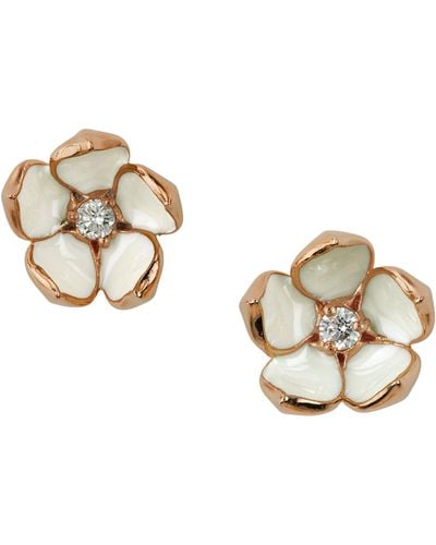 Shaun Leane Large Gold Vermeil And Diamond Cherry Blossom Flower Earrings - Metallic