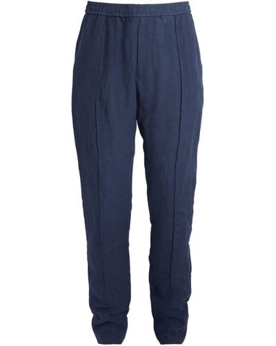 Emporio Armani Linen Tailored Trousers - Blue