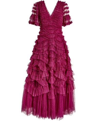 Needle & Thread Tulle Ruffled Phoenix Gown - Purple
