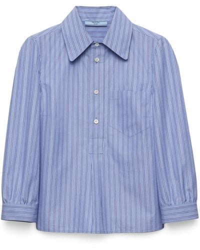 Prada Cotton Poplin Striped Shirt - Blue