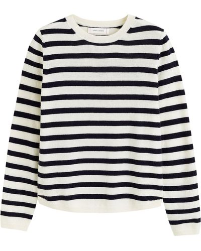 Chinti & Parker Wool-cashmere Striped Elbow-patch Sweater - Black