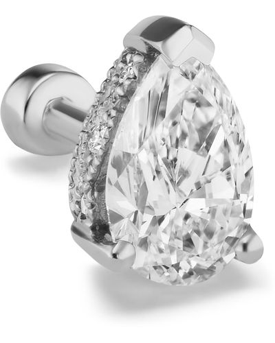 Maria Tash White Gold Pear Diamond Threaded Stud Earring, Diamond Back (6mm)