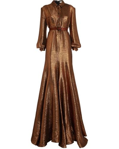 Alexis Mabille Sequinned Shirt Gown - Brown