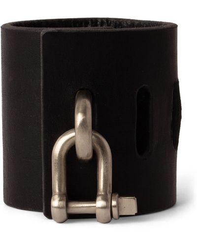 Parts Of 4 Leather And Bronze Restraint Charm Bracelet - Black