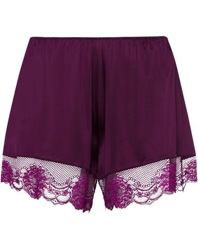 Hanro Satin Lace-trim Lovis Pyjama Shorts - Brown