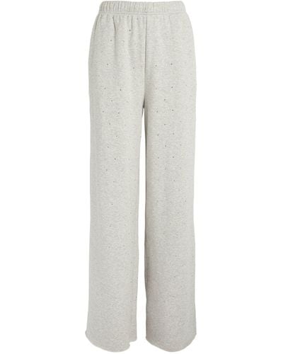 GOOD AMERICAN Crystal-embellished Wide-leg Sweatpants - Grey