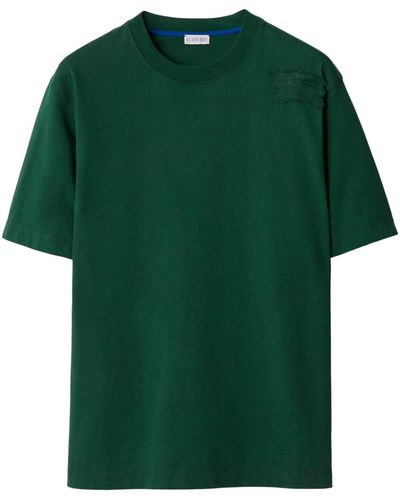 Burberry Cotton Embroidered-ekd T-shirt - Green