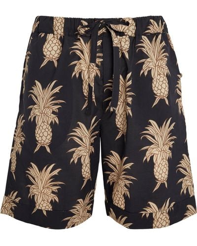 Desmond & Dempsey Cuban-pineapple Print Shorts - Black