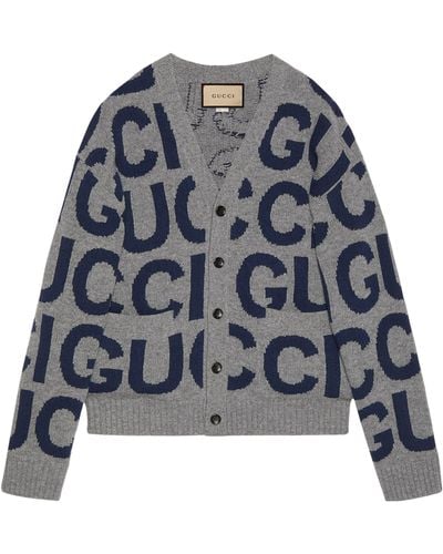 Gucci Wool Intarsia Cardigan - Blue