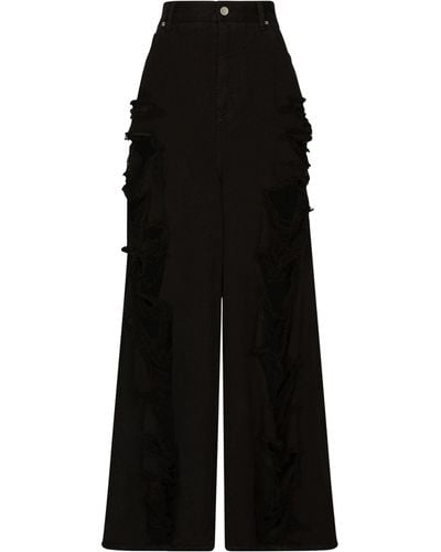 Dolce & Gabbana Kim Dolce&gabbana Distressed High-rise Oversized Jeans - Black