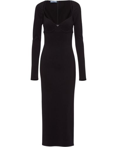 Prada Stretch Jersey Mini Dress - Black