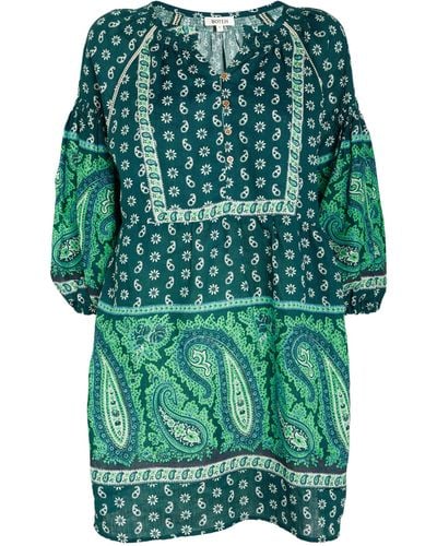 BOTEH Linen Elba Mini Dress - Green