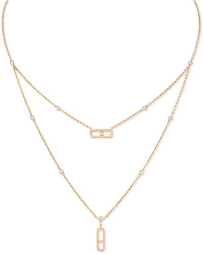 Messika Rose Gold And Diamond Move Uno Necklace - Metallic