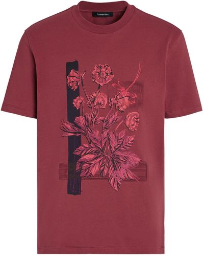 Zegna Floral Graphic T-shirt - Red