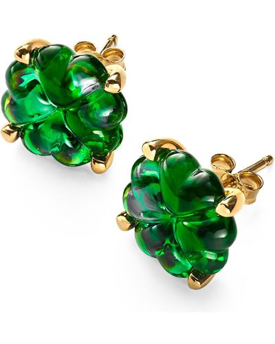 Baccarat Gold Vermeil And Crystal Trèfle Stud Earrings - Multicolour