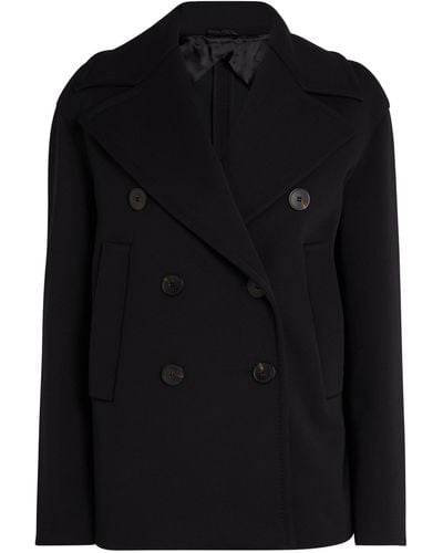 Max Mara Jersey Pea Coat - Black