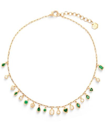 SHAY Yellow Gold, Diamond And Emerald Charm Necklace - Metallic