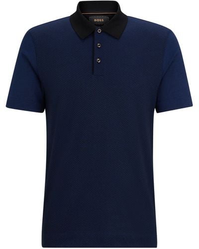 BOSS Cotton-silk Polo Shirt - Blue