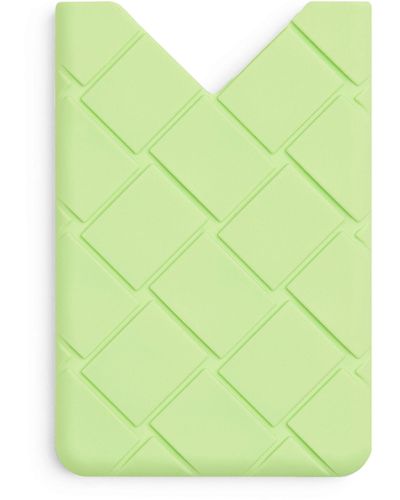 Bottega Veneta Rubber Intrecciato Card Holder - Green
