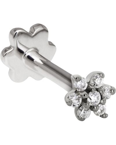 Maria Tash White Gold And White Diamond Flower Stud Earring (3mm) - Metallic