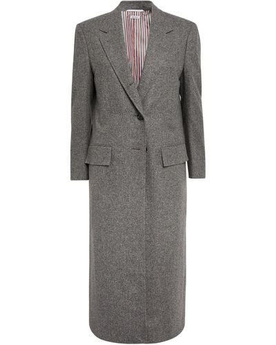 Thom Browne Wide-lapel Overcoat - Gray