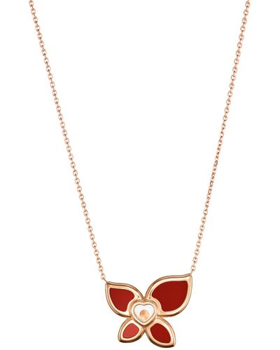 Chopard X Mariah Carey Rose Gold, Diamond And Carnelian Happy Butterfly Pendant Necklace - Metallic