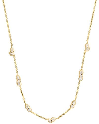 Jade Trau Yellow Gold And Diamond Posey Station Necklace - Metallic