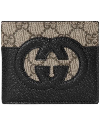 Gucci Leather And Canvas Interlocking G Wallet - Black