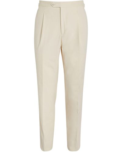 Saman Amel Cotton-blend Tailored Pants - Natural